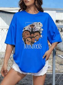 The Boondocks Women Fashionable T Shirts Tour 2024 Comfortable T Shirts 1 Pcs 220g Heavy Cotton T Shirt - 藍色 - 查看 2