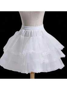 白色衬裙连衣裙，角色扮演派对迷你裙，洛丽塔芭蕾舞裙 - 白色 - 查看 6