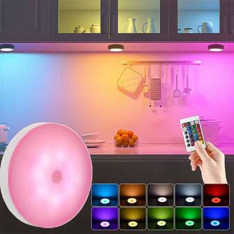 1条/3条/6条 RGB LED橱柜灯带，带遥控器、定时功能、多种灯光颜色变化、USB供电LED夜灯，适用于卧室、宿舍、楼梯、橱柜下方和衣柜、壁灯、走廊灯（250mAh）