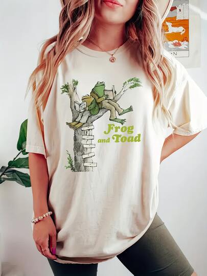 Women's Frog & Toad Graphic Print T-Shirt - Light