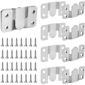 Stainless Steel Flat Mount Bracket, Heavy Duty Interlocking Picture Frame Hangers, Furniture Connectors, Large Photo Display Wall Mounting Hardware