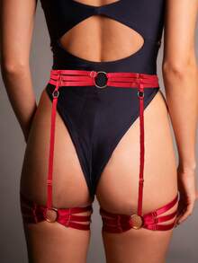 1 chiếc đai nịt tất đàn hồi màu đỏ gợi cảm cho nữ, có thể điều chỉnh, dây đeo đồ lót gợi cảm cho tiệc tùng và lễ hội ngày lễ tình nhân - Đỏ - Xem 6