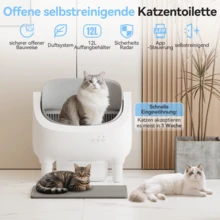 DEVOKO Fully Open, Self-Cleaning Cat Litter Box With Smart App Control And Odor Elimination, Including 12-Liter Waste Container And Waste Bags - White - View 7