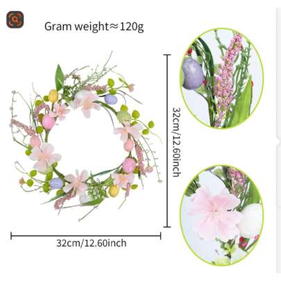 Easter Wreath Door Hanger Egg And Daisy Floral Accents Front Door Wall Hanging Decor