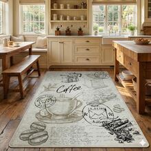 Kitchen Rug - Kitchen Runner Rug - Machine Washable, Non Slip Kitchen Mat, 60*150, 60*200, 80*200, 100*200, 120*180 Cm, Made In Türkiye - Beige - View 3