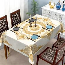 1/20 pièces Nappe élégante avec motif mandala doré islamique, convient pour la maison, la cuisine, le jardin extérieur, les fêtes, les banquets de restaurant. Peut être utilisée comme nappe décorative ou décoration d'intérieur - Multicolore - Voir 2
