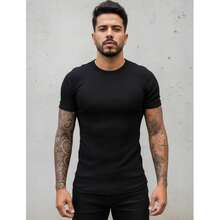 American Ribbed Fitted Shirt Gringa Slim T-Shirt - Negro - Ver 9