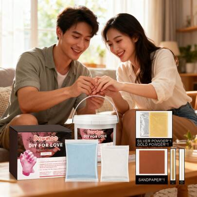 1 Set Couples DIY 3D Hand Mold Kit With Clone Powder – Lifelike Hand Casting Memory Keepsake, Capture Fingerprints & Details,Gifts For Men And Women Suitable For Valentine's Day, New Year's Day, Birthdays, Weddings And Parties,Quick Ship Items,Free Shipping