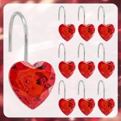 12pcs Dragon Fruit Decorative Shower Curtain Hooks Featuring Waterproof, Rust-Resistant Metal Rings For Easy And Secure Installation. Ideal For Bathroom, Bedroom, And Kitchen Accessories. Festive Hanging Hooks For Holiday Decorations. Personalized Christmas Gifts For Displaying Handmade Cards And Stockings.