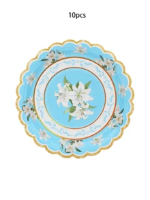 10pcs/60pcs/120pcs Floral Paper Plates Tea Party Plates Spring Flower Tea Party Dessert Okates 7 Inch Disposable Floral Plates Decorations For Afternoon Tea Party, Baby Shower, Bridal Shower, Birthday, Wedding And Any Celebration - Multicolor - View 13