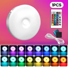1 pezzo/3 pezzi/6 pezzi Luce LED RGB per mobile, luce notturna con telecomando, multicolore regolabile, ricaricabile USB, luce per mobile, luce notturna, luce per scaffali, luce decorativa, camera da letto, soggiorno, luce a colori variabili sotto il mobile, luce per mobile da cucina, luce per libreria, luce per vetrina (250mAh) - USB+telecomando - Visualizzare 12