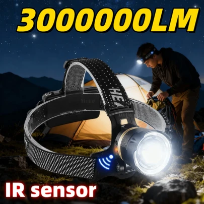 Powerful LED Headlamp 18650 Rechargeable Telescopic Zoomable Headlight Outdoor Waterproof Work Head Lamp High Lumen Head Torch For Camping