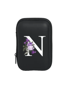 A-Z Purple Flower Letter Portable Mini Storage Bag, Shockproof Digital Pouch, Phone Charger Cable Organizer, Zipper Wallet Style Storage Bag, Electronics Accessories Organizer, Suitable For Earphones, Jewelry, Coins, Business, Travel, Office, Great For Christmas, Ramadan, New Year, Birthday, Valentine's Day Gifts - Multicolor - View 21