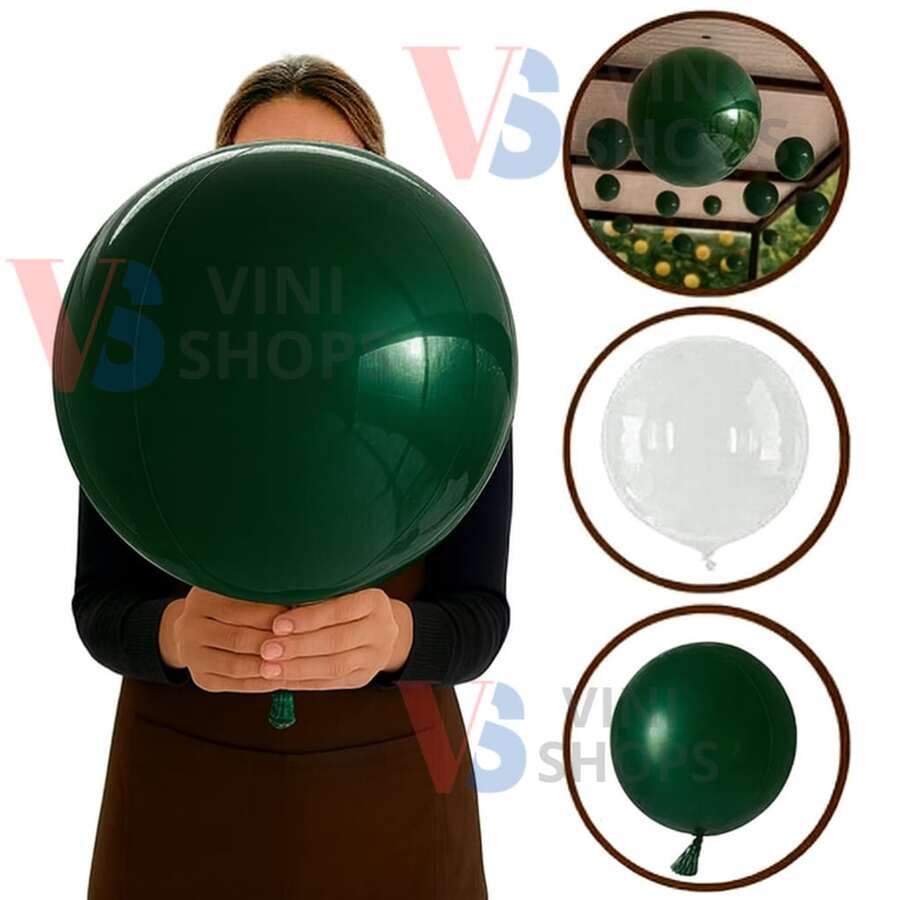 Bubble 18 Inch Kit (10 + 10 Balloons) 18 Inch Latex Party Decoration - Verde Oscuro - Ver 1