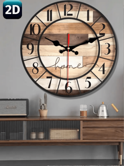 [1 Pc 10 12 Inch Wooden Clock]Silent Wand Klok Creative Interesting Great Home ation s, Battery Powered (AA Batteries Not Included)