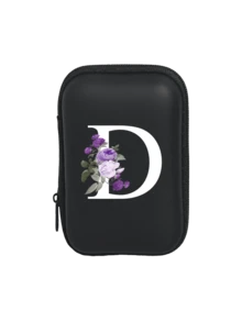 A-Z Purple Flower Letter Portable Mini Storage Bag, Shockproof Digital Pouch, Phone Charger Cable Organizer, Zipper Wallet Style Storage Bag, Electronics Accessories Organizer, Suitable For Earphones, Jewelry, Coins, Business, Travel, Office, Great For Christmas, Ramadan, New Year, Birthday, Valentine's Day Gifts - Multicolor - View 17