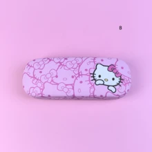 1pc Sanrio Hello Kitty Pink Eyeglass Case, Featuring The Charming Cat Design, PU Leather Print Covering, Metal Body, Durable And Pressure-Resistant Square Shape, Large Capacity Suitable For Storing Glasses And Fashionable Eyewear, Mobile Eyeglass Organizer, Exquisite Family Gift, Suitable As Birthday Gift, Christmas Gift, New Year Gift