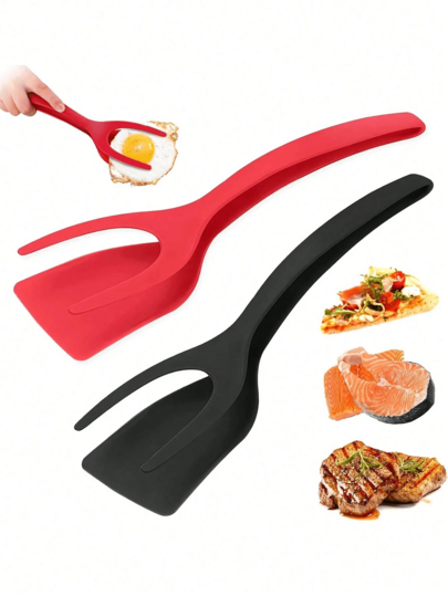 1 Set Nonstick Spatula/Scraper, Steak Tongs, Egg Spatula Clip, 2-In-1 Handle And Egg Spatula Clip, Multi-Functional Nonstick Pan Spatula/Scraper, Scraper Clip, Pancake Scraper, Toaster Tongs, Burger Clip, Nonstick Scraper, Chicken Roll Scraper Clip, Kitchen Cooking Tools, Steak And Grill Utensils