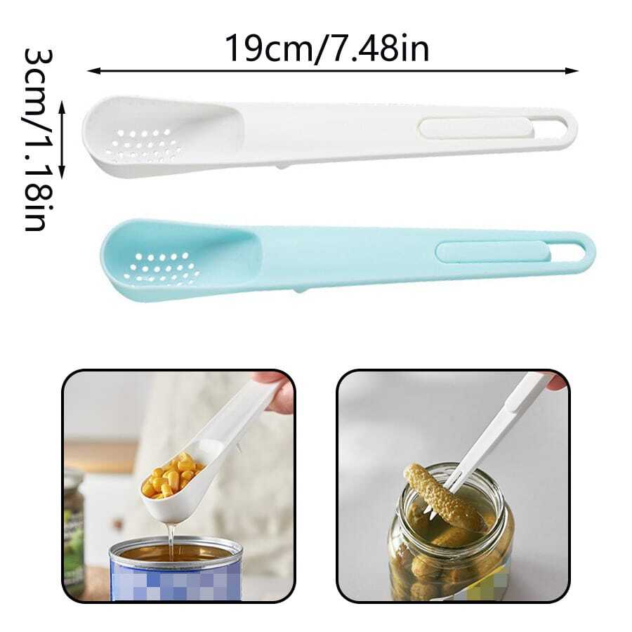Multifunctional Plastic Spoon With Fork, Portable Filter Fork, Household Kitchen Filter Fork, Easy To Use, Convenient To Carry Cutlery Set - Multicolor - View 1