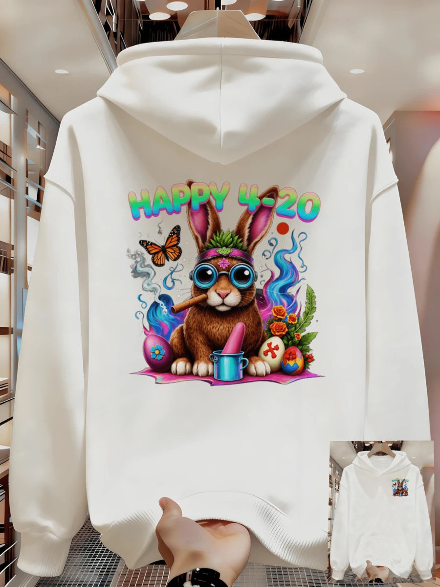Sudadera con Capucha para Hombre Impresa - Blanco - Ver 1