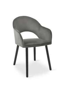 Goeurvant Modern Crescent-Back Upholstered Dining Chairs With Armrests And Solid Wood Legs For Dining Room, Living Room, Study - Set Of 2 / Set Of 4 / Set Of 6 - Dark Gray - Dark Grey - View 7