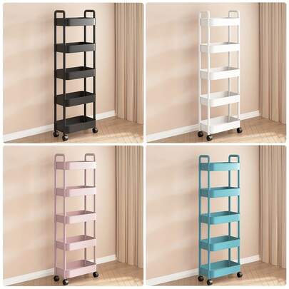 A Modern And Simple 5-Layer/4-Layer/3-Layer Wheeled Handrail Storage Trolley, Suitable For Organizing Household Items Such As Clothes And Other Items To Save Indoor Space, And Facilitating Installation And Disassembly To Enhance The Tidiness Of The Home. It Is The Best Gift For Holidays Like Valentine's Day, Mother's Day, Valentine's Day,