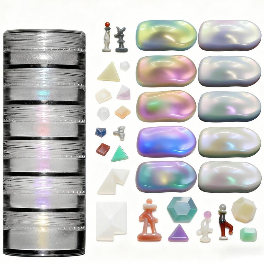 Dofuny 6-pack Symphony Aurora pärlemorskimrande glimmerpulver - DIY epoxiharts tvål ljus smyckestillverkningspigment