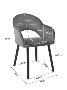Goeurvant Modern Crescent-Back Upholstered Dining Chairs With Armrests And Solid Wood Legs For Dining Room, Living Room, Study - Set Of 2 / Set Of 4 / Set Of 6 - Dark Gray - Dark Grey - View 11
