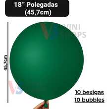 Bubble 18 Inch Kit (10 + 10 Balloons) 18 Inch Latex Party Decoration - Verde Oscuro - Ver 3