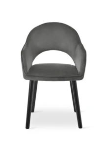 Goeurvant Modern Crescent-Back Upholstered Dining Chairs With Armrests And Solid Wood Legs For Dining Room, Living Room, Study - Set Of 2 / Set Of 4 / Set Of 6 - Dark Gray - Dark Grey - View 6