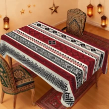 Toalha de mesa com estampa tradicional vermelha e preta (1/20 peças), ideal para festivais islâmicos, cozinha, festas ao ar livre, decoração de restaurantes, feita de poliéster. Perfeita para decoração de casa. - Multicolorido - Ver 6