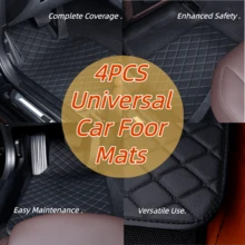 Alfombrillas de piso de coche de PVC antideslizantes y resistentes al agua, 4 piezas, fáciles de limpiar e instalar, protección para todo tipo de clima, ajuste universal para la mayoría de los coches - negro 3201 - Ver 1