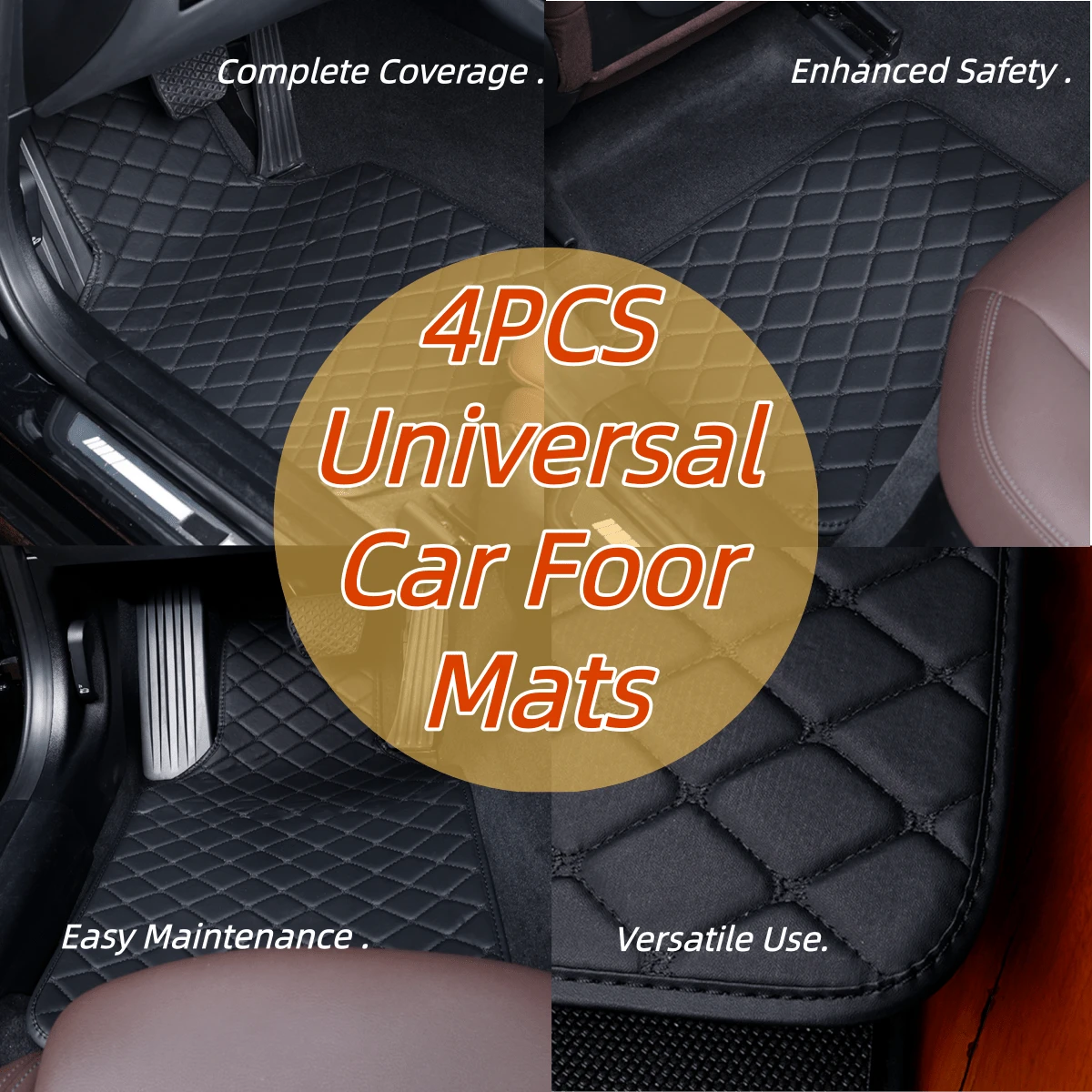 Alfombrillas de piso de coche de PVC antideslizantes y resistentes al agua, 4 piezas, fáciles de limpiar e instalar, protección para todo tipo de clima, ajuste universal para la mayoría de los coches - negro 3201 - Ver 1