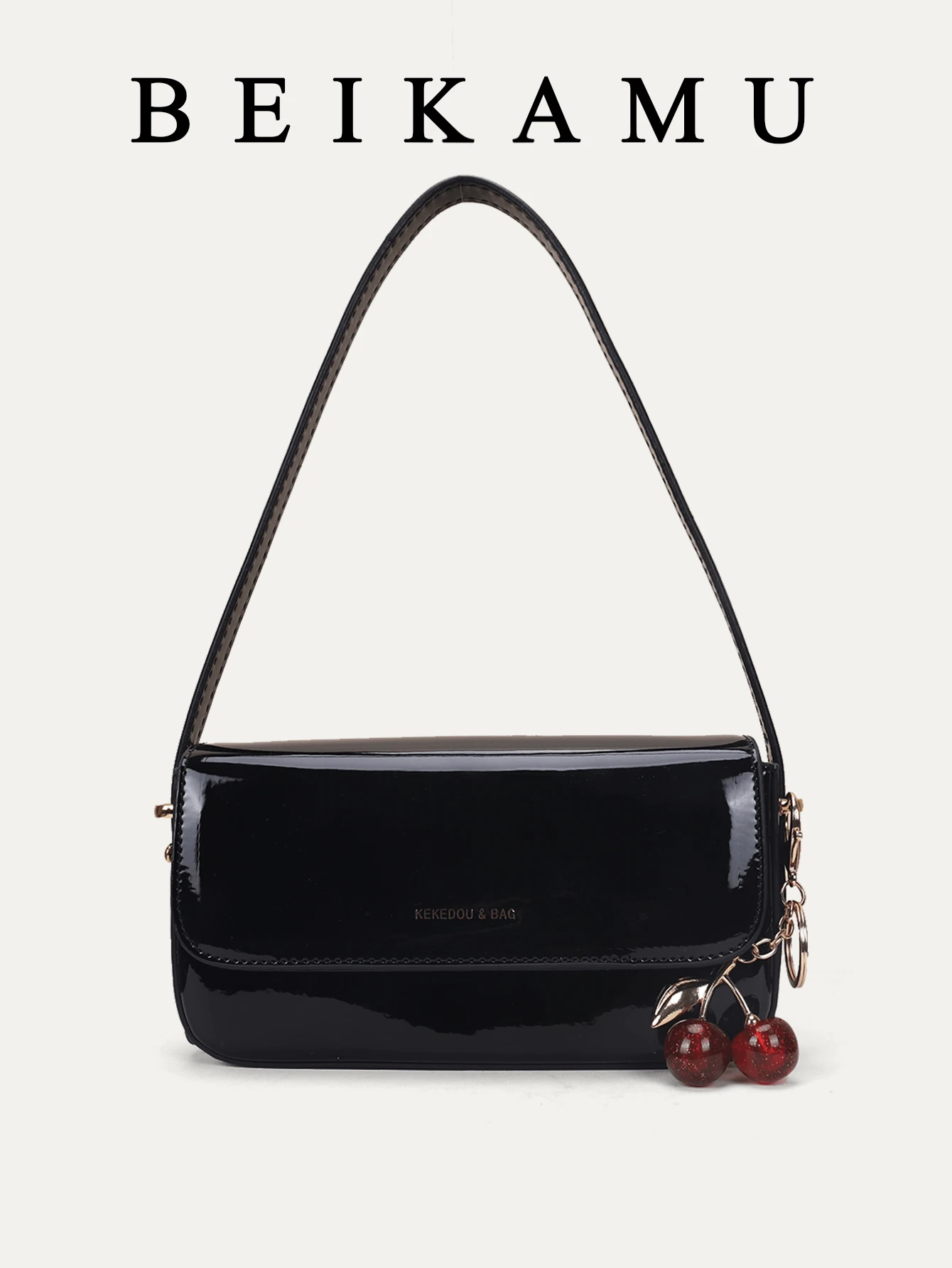 Túi đeo chéo da nhỏ gọn thời trang mới thanh lịch màu trơn, thích hợp đi học, đi làm, thường ngày, du lịch, kèm móc khóa hình quả anh đào