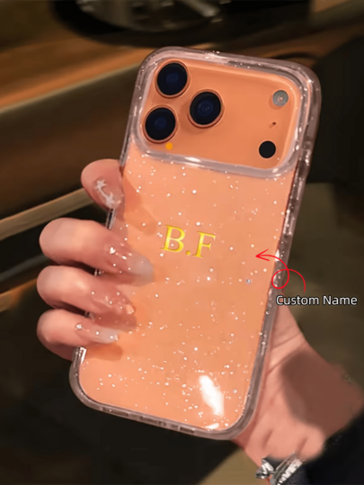 Funda de teléfono personalizada con nombre y iniciales, con brillo transparente, diseño de cobertura total con protección de lente, a prueba de golpes y resistente a los arañazos, para iPhone 17 Pro Max, regalo perfecto para fiestas o cumpleaños