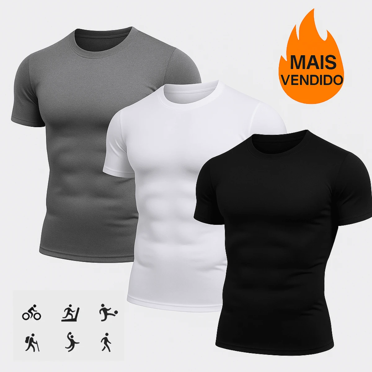 Camiseta DryTech Pro Masculina DryFit Treino Academia Leve Poliéster Tipo Confortável