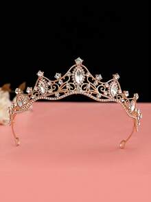 1 件奢华水晶钻公主皇冠，婚礼/派对新娘发饰