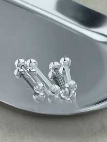 10pcs Invisible Clear Ball Heart Tongue Rings, Suitable For Students To Wear Discreetly For Daily Use - White - View 4