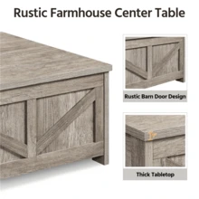 Butterslay 1pc Farmhouse Lift-Top Coffee Table With Flip Top, Storage Table With Hidden Compartments, Center Table For Small Space, Guest Room, Living Room, Apartment - Xám - Xem 4