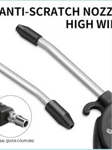 1支超长高流量气枪 - 加长气管，高压工业及家用气嘴，耐用PP材质，适用于空气压缩机除尘，黑色，气枪配件