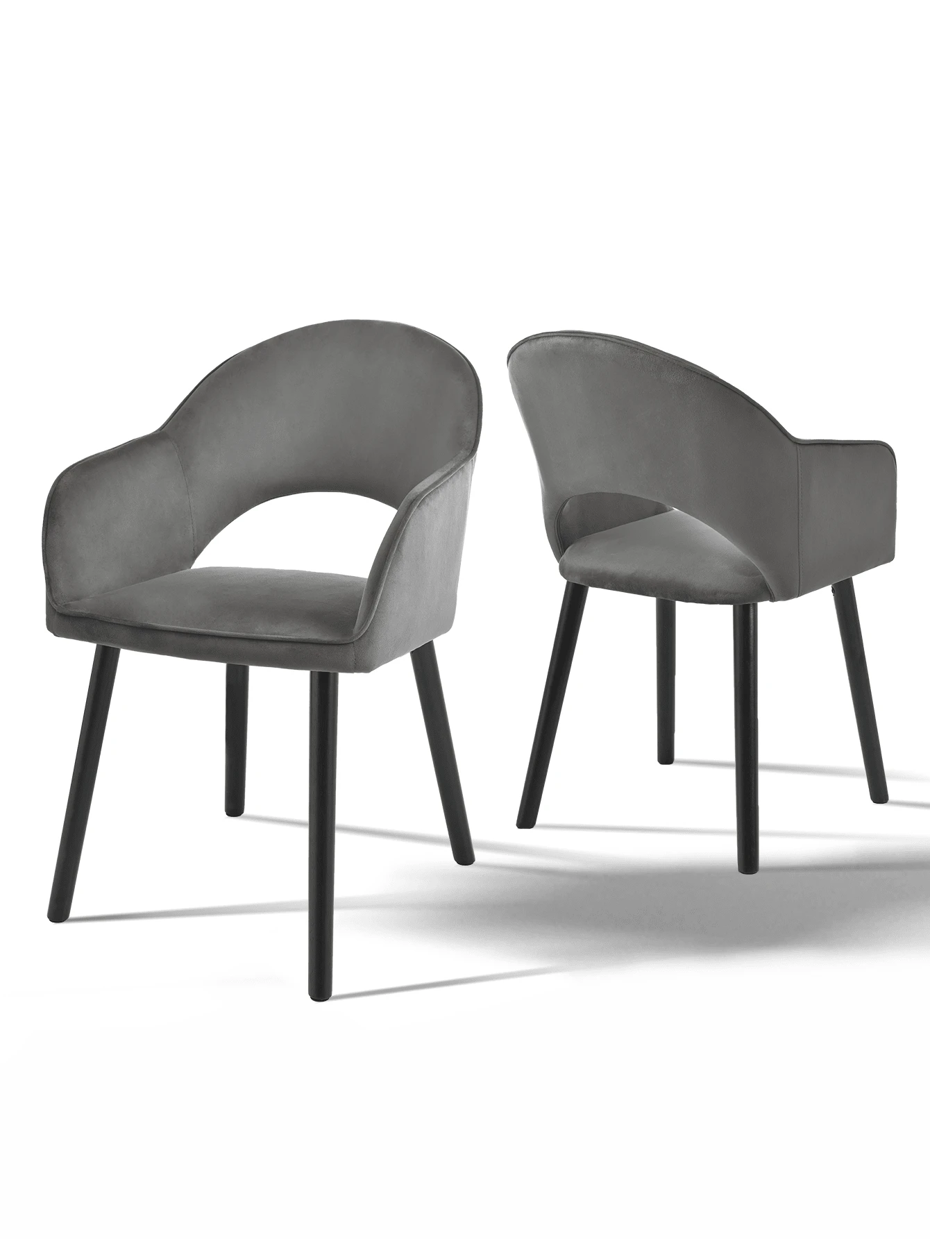 Goeurvant Modern Crescent-Back Upholstered Dining Chairs With Armrests And Solid Wood Legs For Dining Room, Living Room, Study - Set Of 2 / Set Of 4 / Set Of 6 - Dark Gray - Dark Grey - View 1