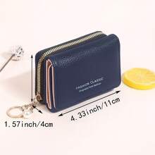 Women's Foldable Wallet In Synthetic Leather, Card Holder, Driver's License, Documents, Small And Discreet - On - Azul Marino - Ver 2
