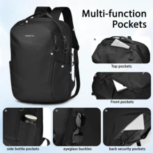 Minimalist Laptop Backpack, Abrasion & Water Resistant Daypack With Padded Back, Lightweight Bag For Work And Daily Commute - 黑色 - 查看 4