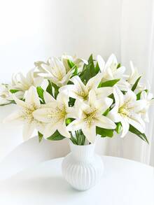 1/3/6 pezzi Fiori artificiali di giglio, 45cm Fiori finti, adatti per pareti, soggiorno, camera da letto, matrimonio, decorazione per feste, decorazione da tavolo. Casa, scrivania, cucina, matrimonio, tavolo da pranzo, centrotavola, ufficio, giardino, esterno, casa, decorazione per il cortile, adatti per primavera, estate, autunno, inverno - Bianco - Visualizzare 2