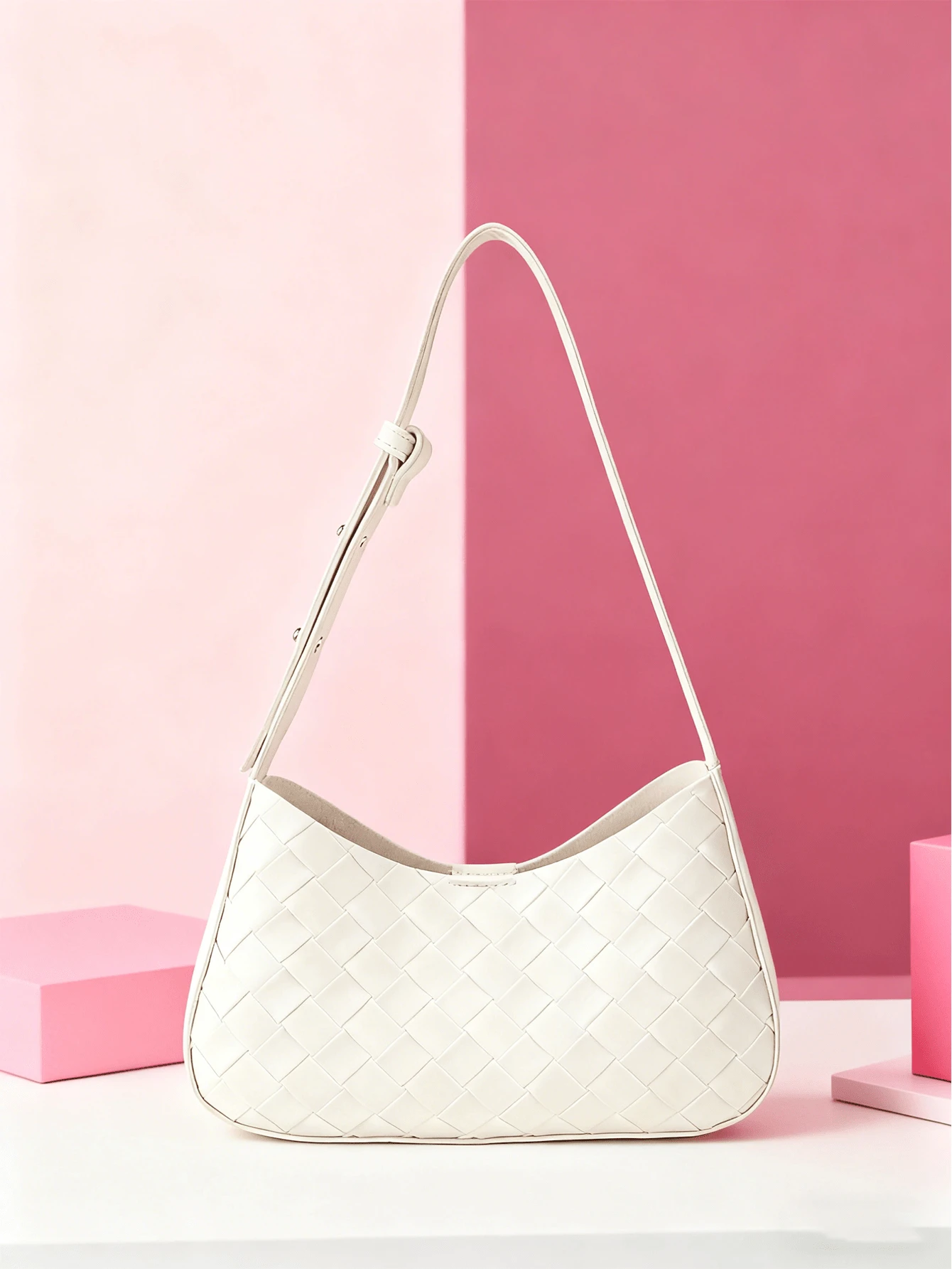 1pc Woven Textured Magnetic Closure Handbag - Handbag - View 1