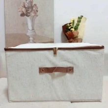 1/2 Pack Zippered Fabric Storage Box, Foldable & Washable Closet Organizer, With Handle (Beige) - Beige - View 9