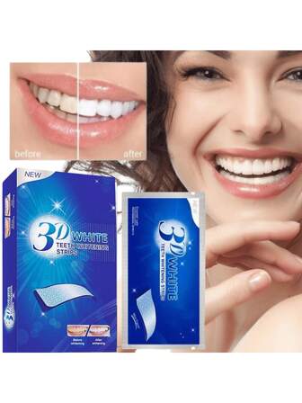 14片/盒 牙齿美白贴片，牙齿清洁美白剂，牙贴面，口腔卫生护理，美白凝胶贴片