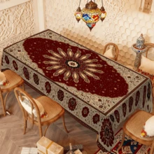 1/20 pièces Nappe avec motif floral islamique élégant, design rougeâtre, convient pour la maison, la cuisine, le jardin extérieur, les fêtes, les banquets de restaurant et la décoration d'intérieur - Multicolore - Voir 11