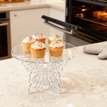 1 Set Acrylic Cake Stand Display Rack, Modern Minimalist High Transparency Butterfly Cupcake Dessert Stand, Suitable For Gatherings, Festivals And Parties - Transparent - View 3