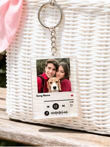 1/3/5pcs Customized Photo Bag Charms, Personalized Engraved Music Password Acrylic Keychains, Customized "Music In Pocket" Bag Charms, Birthday Gift, Anniversary Gift, Valentine's Day Gift, Father's Day Gift, Mother's Day Gift, Gift For Him/Her - Multicolor - View 8